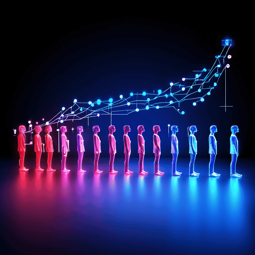 빛나는 영향력의 첫 댓글이 동일한 아바타 군중을 유행 그래프 쪽으로 이끄는 모습이다.